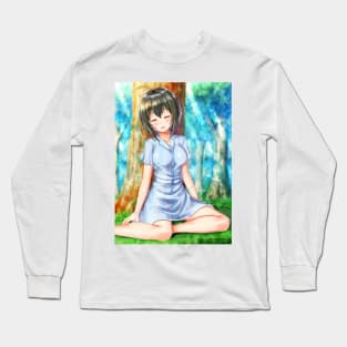Kohinata Miho Anime Watercolor Long Sleeve T-Shirt